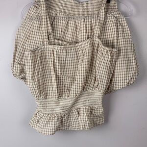 shorts and top Blank NYC Beige Checkered Women's Blouse with shorts  S top is xs